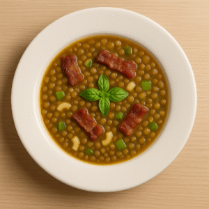 Zuppa di pasta e lenticchie